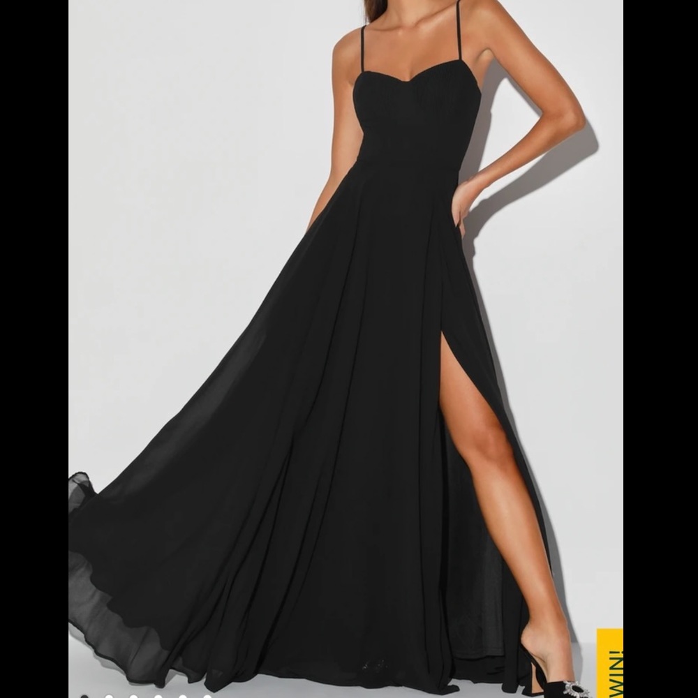 Lulus Cause for Commotion Black Pleated Bustier Maxi Dress